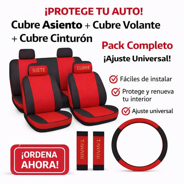 Cubre Asiento + cubre volate + cubre cinturón seguridad